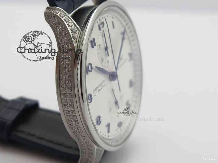MIROTIME 0328 Portuguese IW3714 Diam ZF V2 1:1 Best Edition White Dial Blue Makers On Blue Leather Strap A79350 (Slim Movement) Stylish 7248